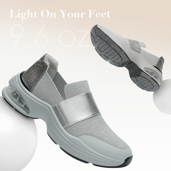 Slip-on Knitted Air Cushion Sneakers - GREY - 5